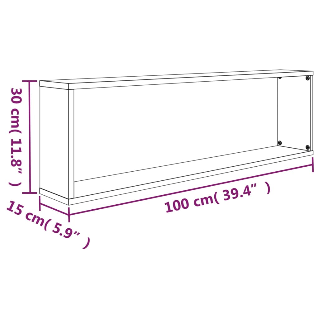Wall shelves 4 pcs. Smoked oak 100x15x30 cm wood material