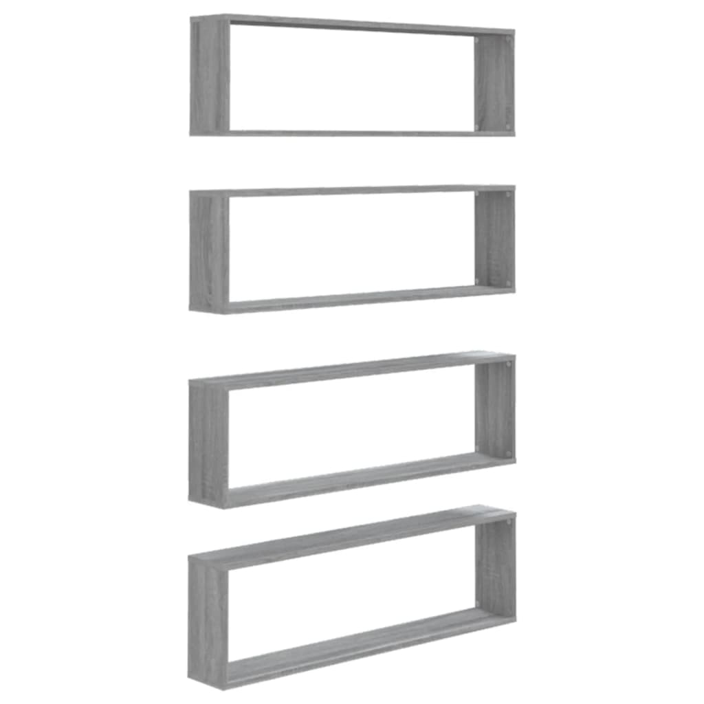 Wall shelves 4 pcs. Grey Sonoma 100x15x30 cm wood-based material