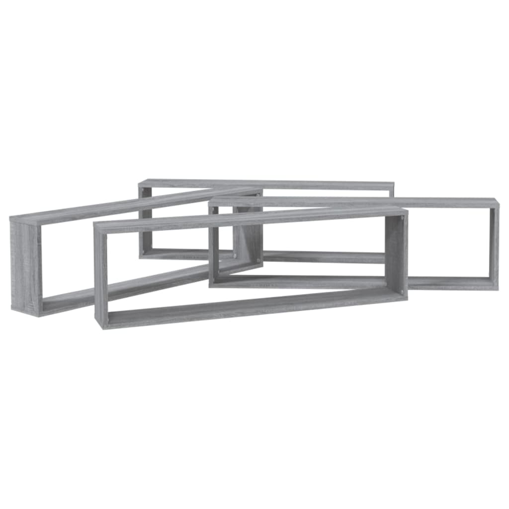 Wall shelves 4 pcs. Grey Sonoma 100x15x30 cm wood-based material