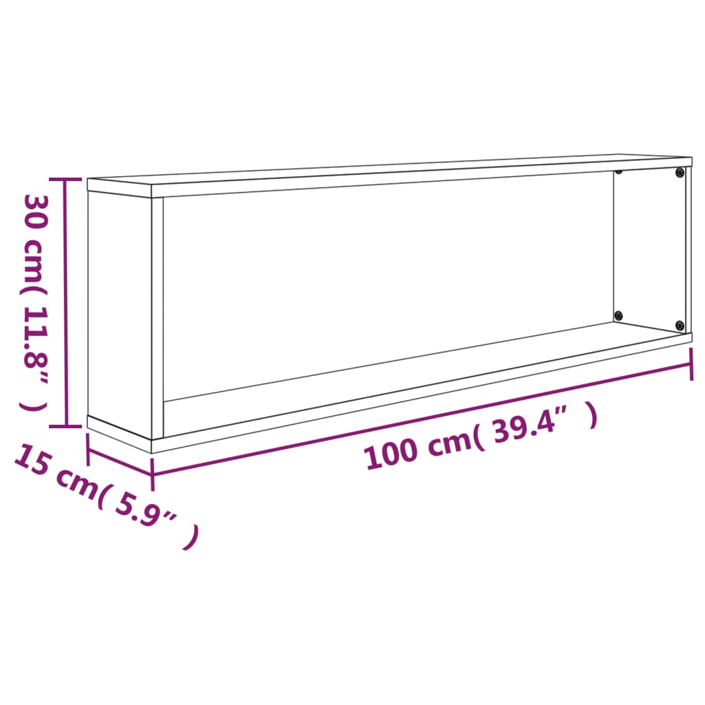 Wall shelves 4 pcs. Grey Sonoma 100x15x30 cm wood-based material