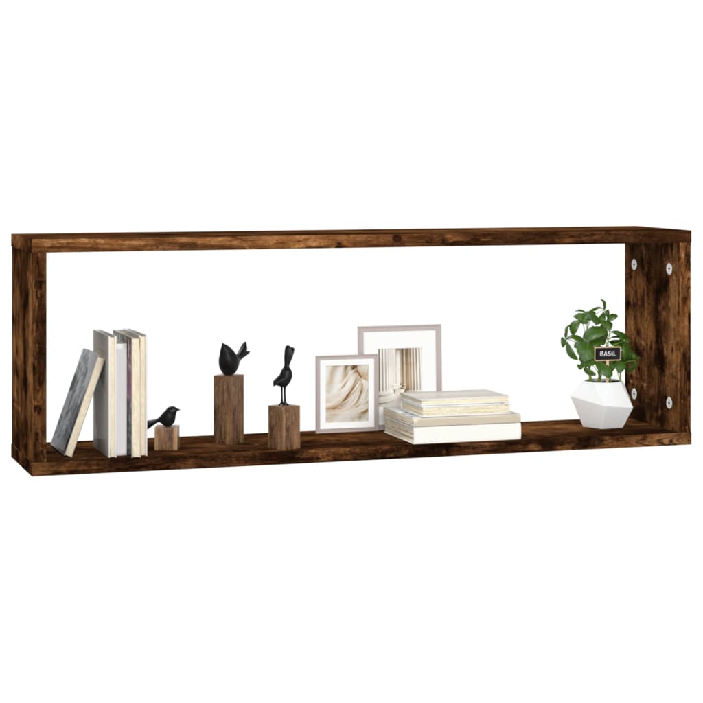 Étagères murales 4 pièces Chêne fumé 80x15x26,5 cm matériau bois.
