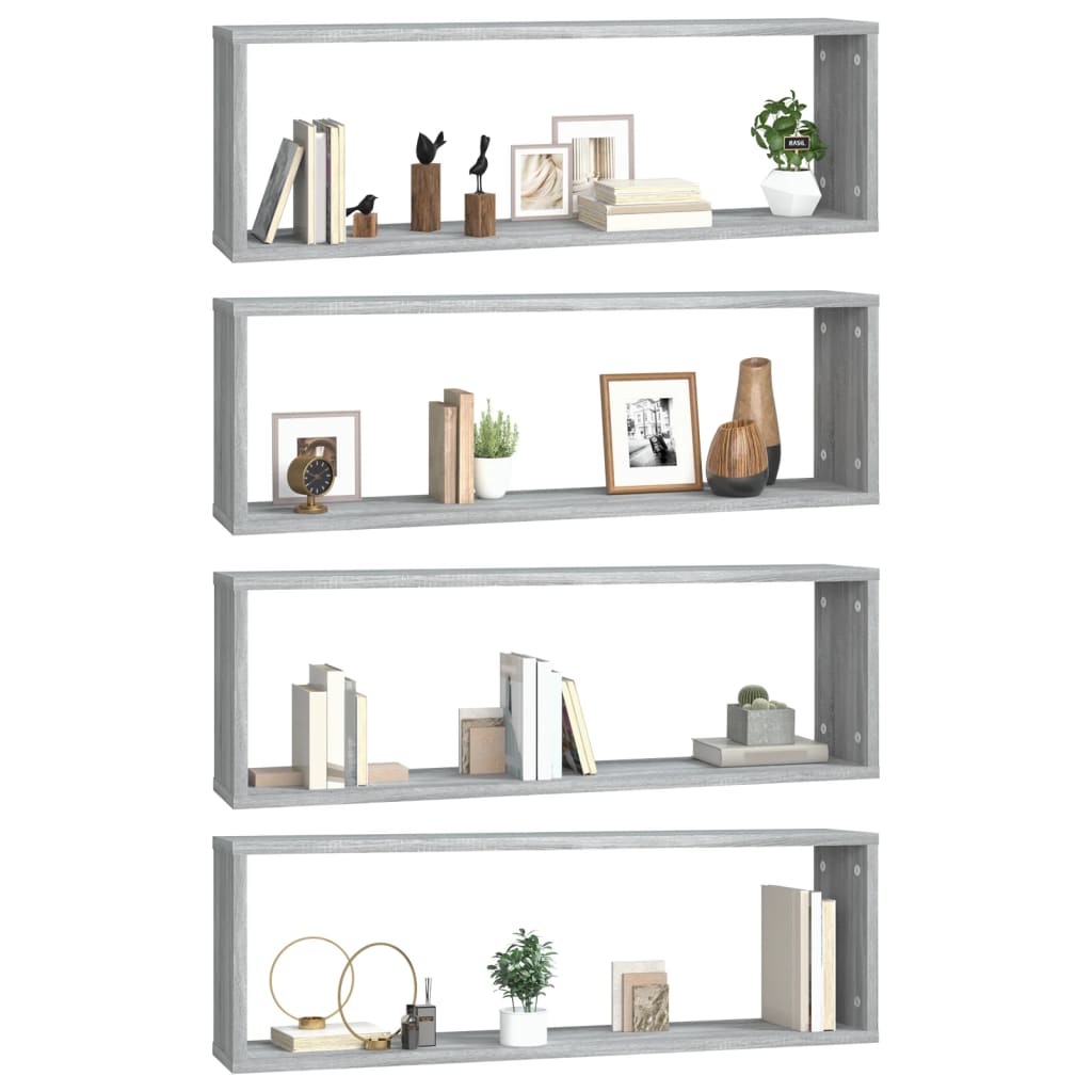 Wall shelves 4 pcs. Gray Sonoma 80x15x26.5 cm wood material