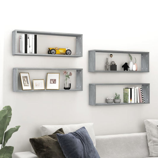 Wall shelves 4 pcs. Gray Sonoma 80x15x26.5 cm wood material