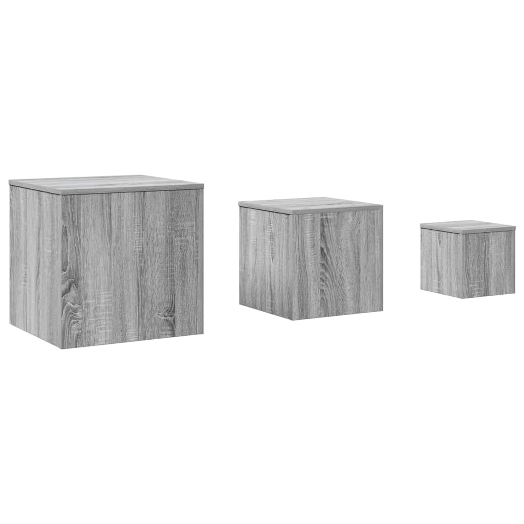 Beistelltische 3 Stk. Grau Sonoma Holzwerkstoff