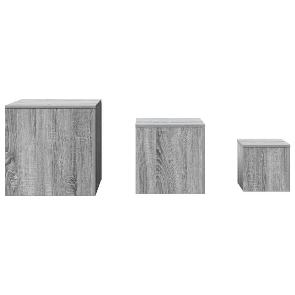 Beistelltische 3 Stk. Grau Sonoma Holzwerkstoff