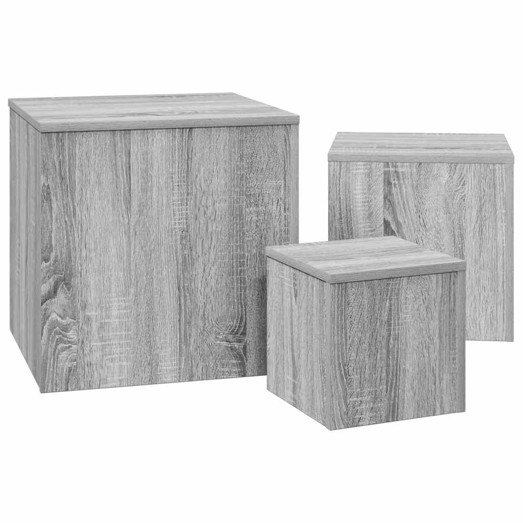 Beistelltische 3 Stk. Grau Sonoma Holzwerkstoff