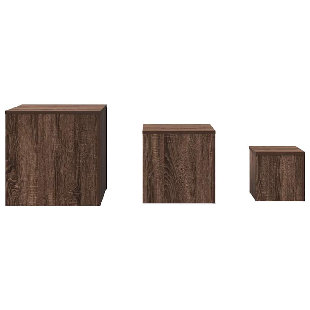Beistelltische 3 Stk. Braun Eichen-Optik Holzwerkstoff