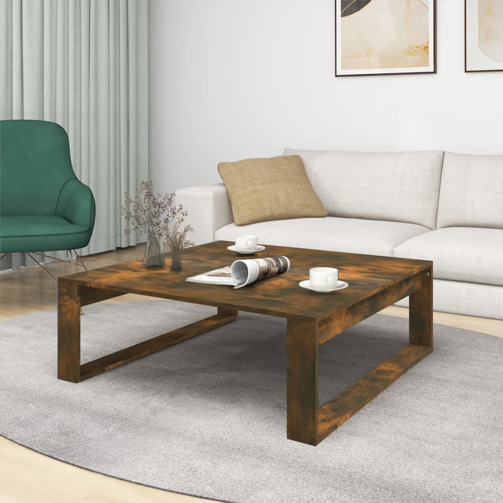 Coffee table smoked oak 100x100x35 cm wood material