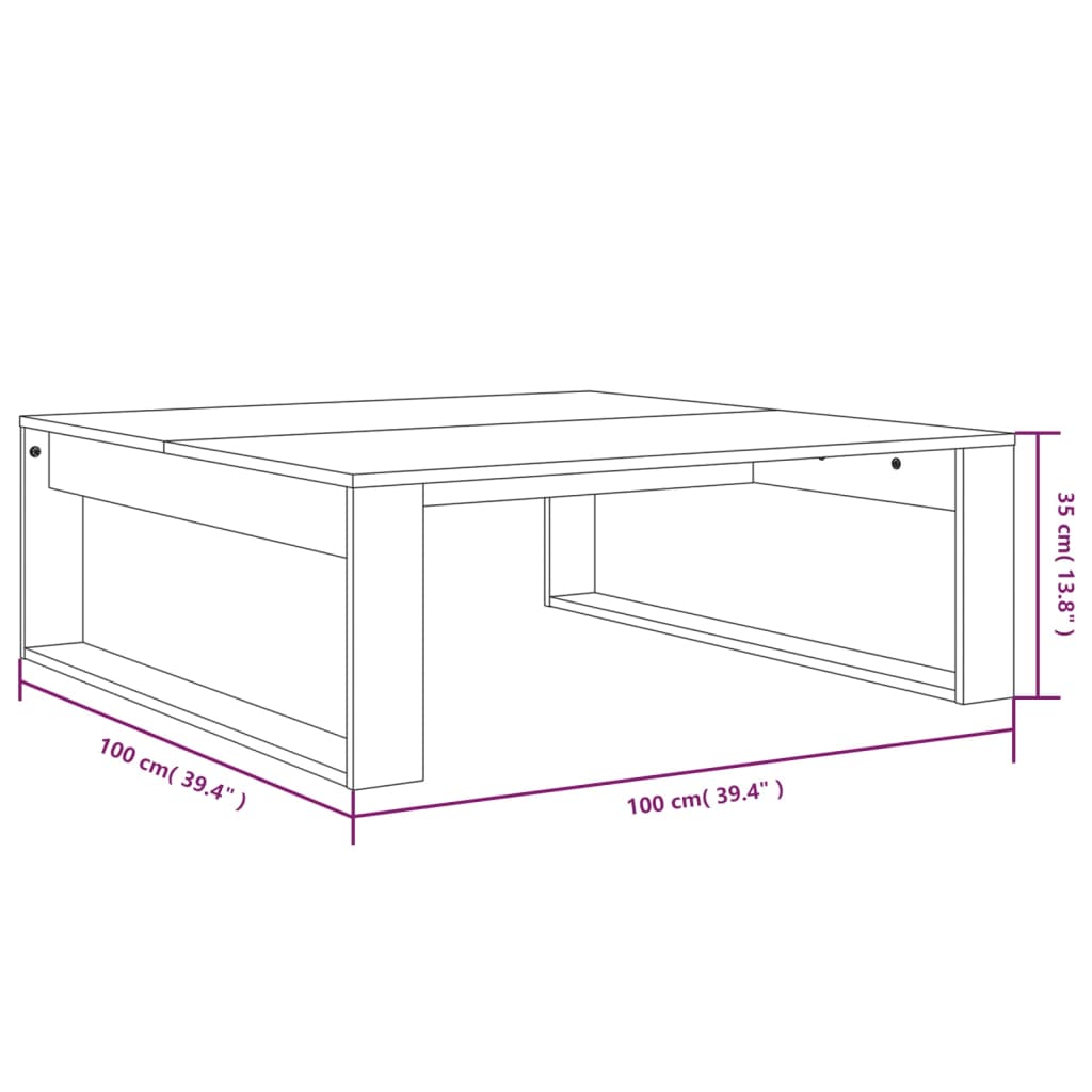 Coffee table smoked oak 100x100x35 cm wood material