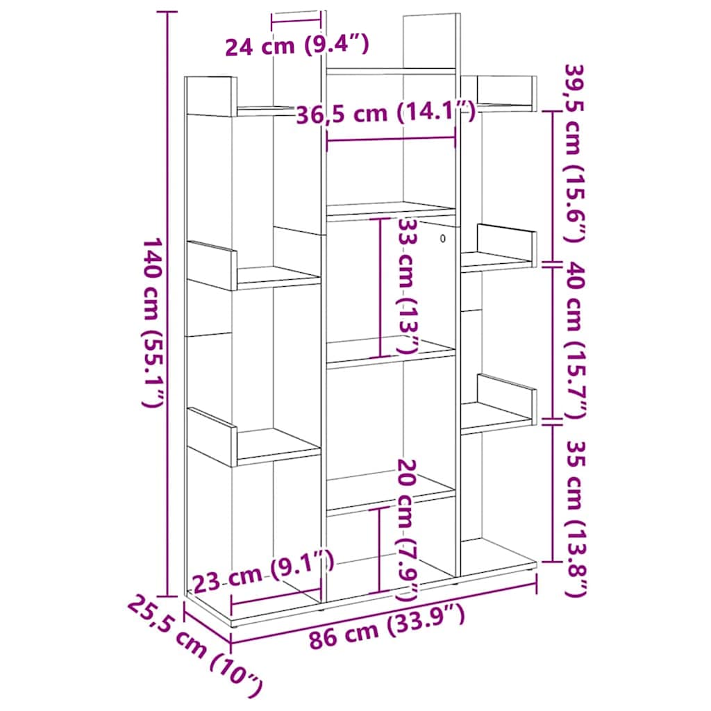 Bücherregal Grau Sonoma 86x25,5x140 cm Holzwerkstoff