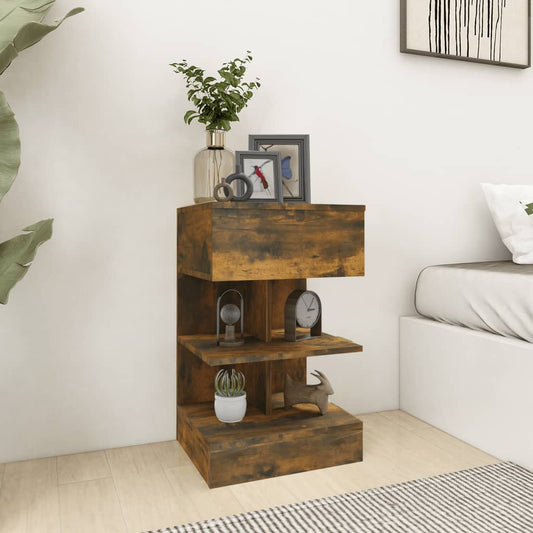 Tables de chevet, lot de 2, chêne fumé, 40 x 35 x 65 cm, matériau bois