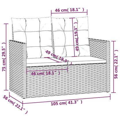 4-tlg. Garten-Lounge-Set mit Kissen Poly Rattan Grau