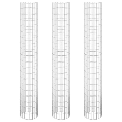 Gabionen-Hochbeete 3 Stk. Rund Verzinkter Stahl Ø30x200 cm