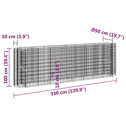 Gabionen-Hochbeet Verzinktes Eisen 330x50x100 cm