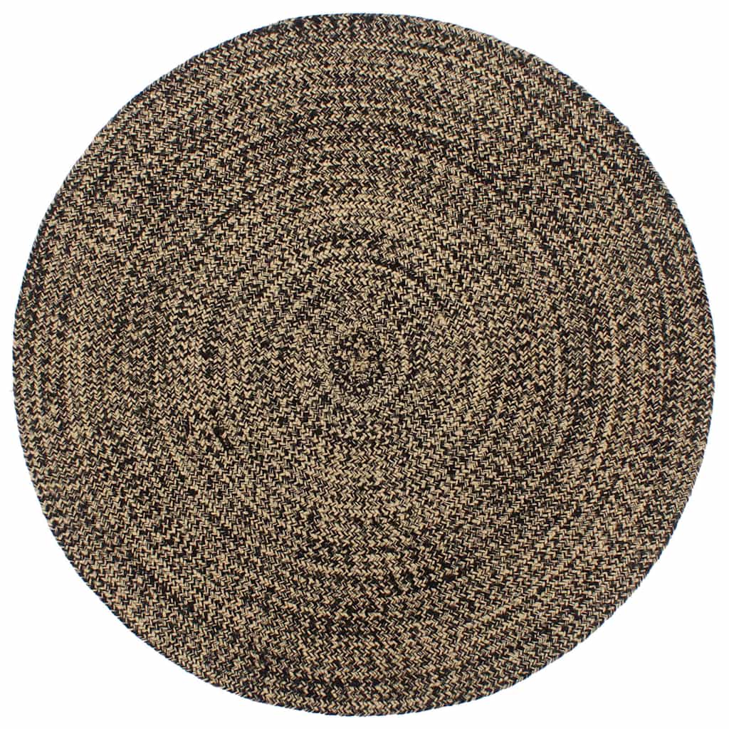 Teppich Handgefertigt Jute Schwarz und Braun 180 cm