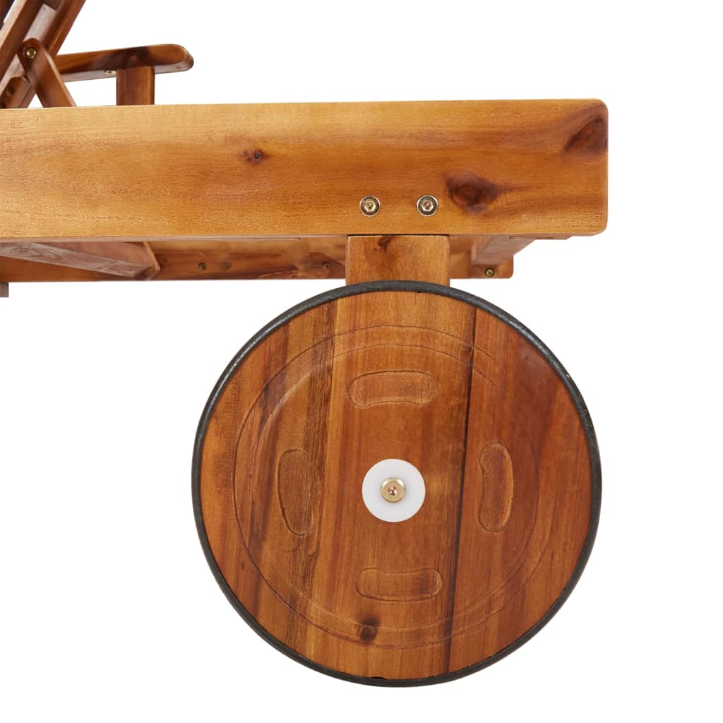 Chaises longues 2 pièces avec table en bois massif d'acacia