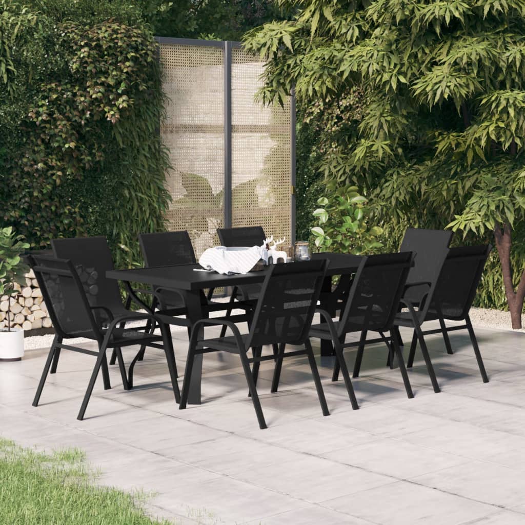 9-tlg. Garten-Essgruppe Schwarz