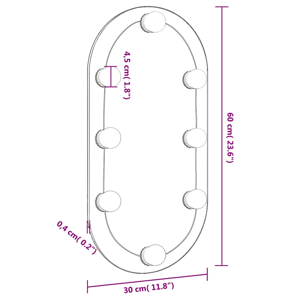 Spiegel mit LED-Leuchten 60x30 cm Glas Oval