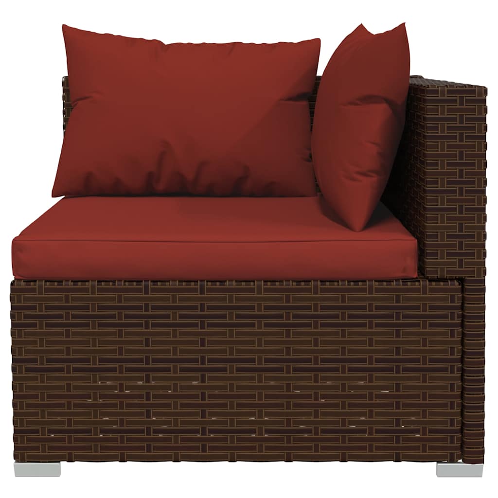 4-tlg. Garten-Lounge-Set mit Auflagen Poly Rattan Braun