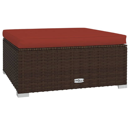 4-tlg. Garten-Lounge-Set mit Auflagen Poly Rattan Braun