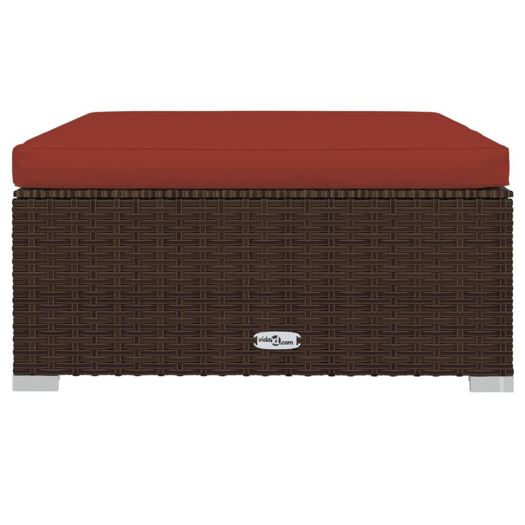 6-tlg. Garten-Lounge-Set mit Auflagen Poly Rattan Braun