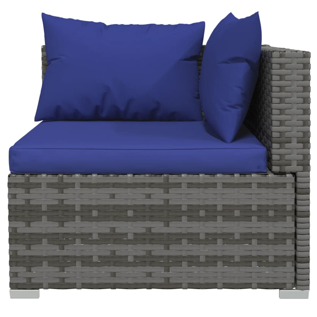 Salon de jardin 10 pièces avec coussins, en résine tressée, gris