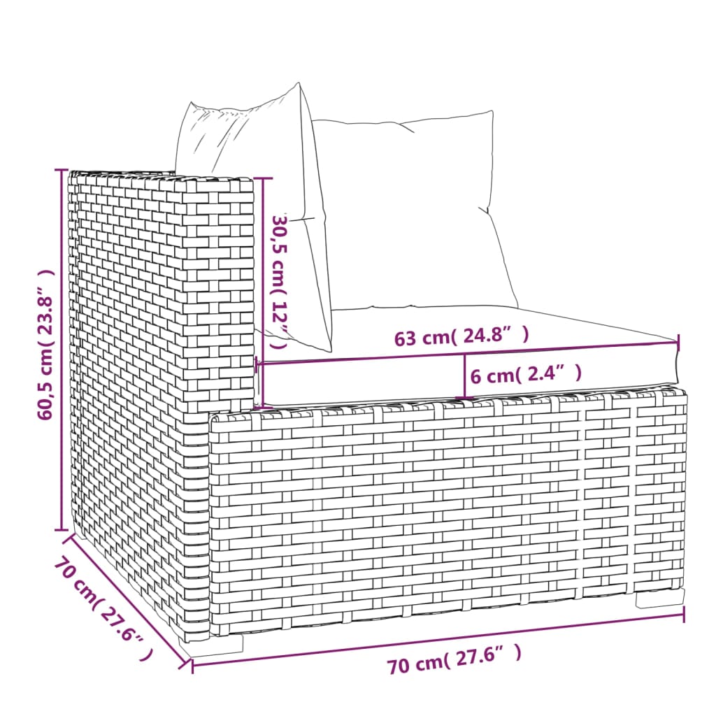 10-tlg. Garten-Lounge-Set mit Kissen Braun Poly Rattan