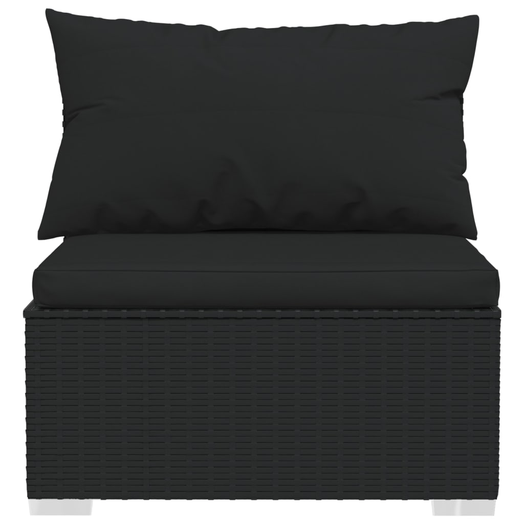 10-tlg. Garten-Lounge-Set mit Kissen Schwarz Poly Rattan