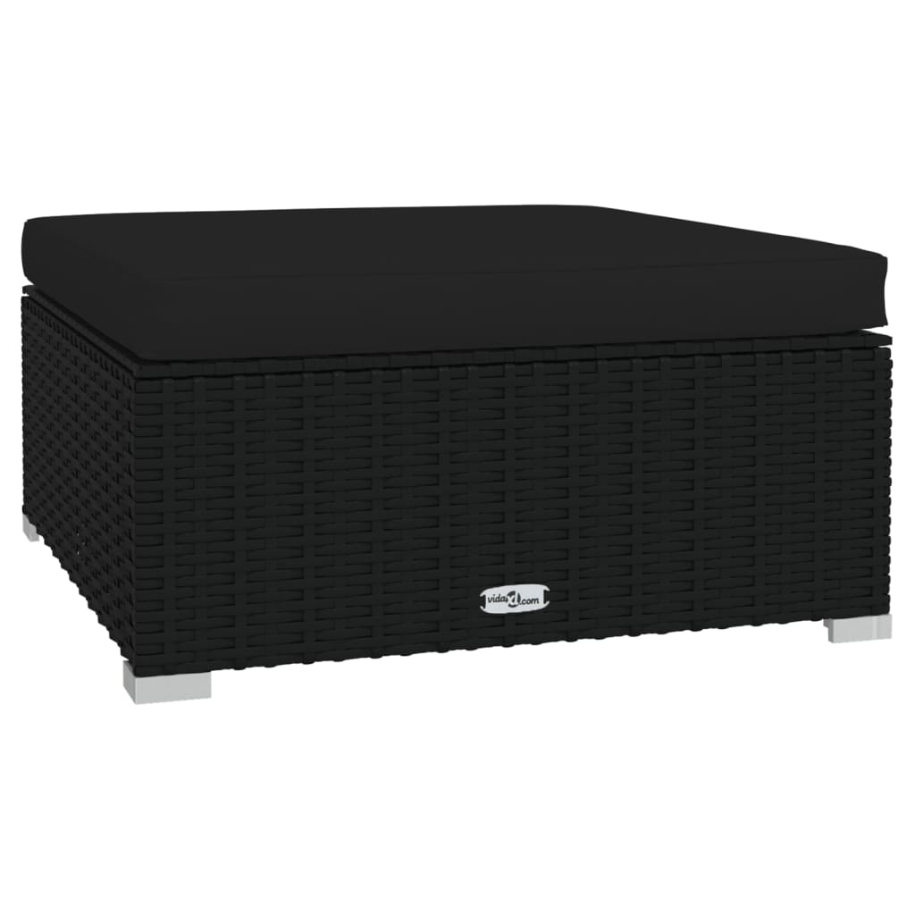 10-tlg. Garten-Lounge-Set mit Kissen Poly Rattan Schwarz
