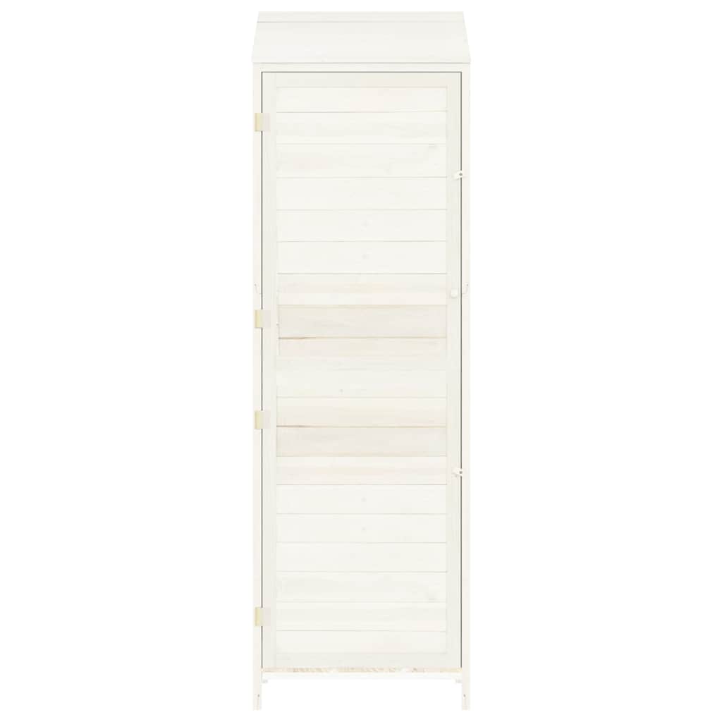 Geräteschuppen Weiß 55x52x174,5 cm Massivholz Tanne