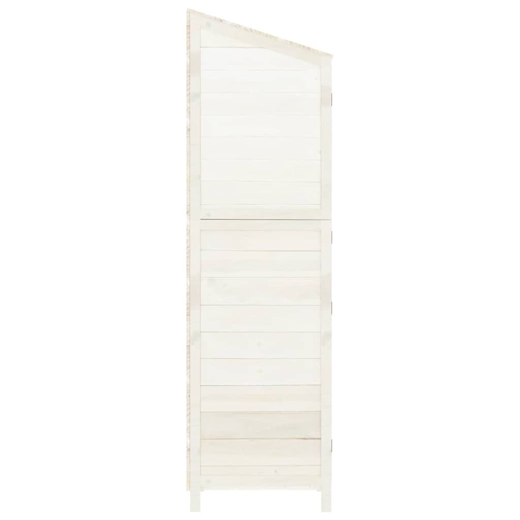 Geräteschuppen Weiß 55x52x174,5 cm Massivholz Tanne