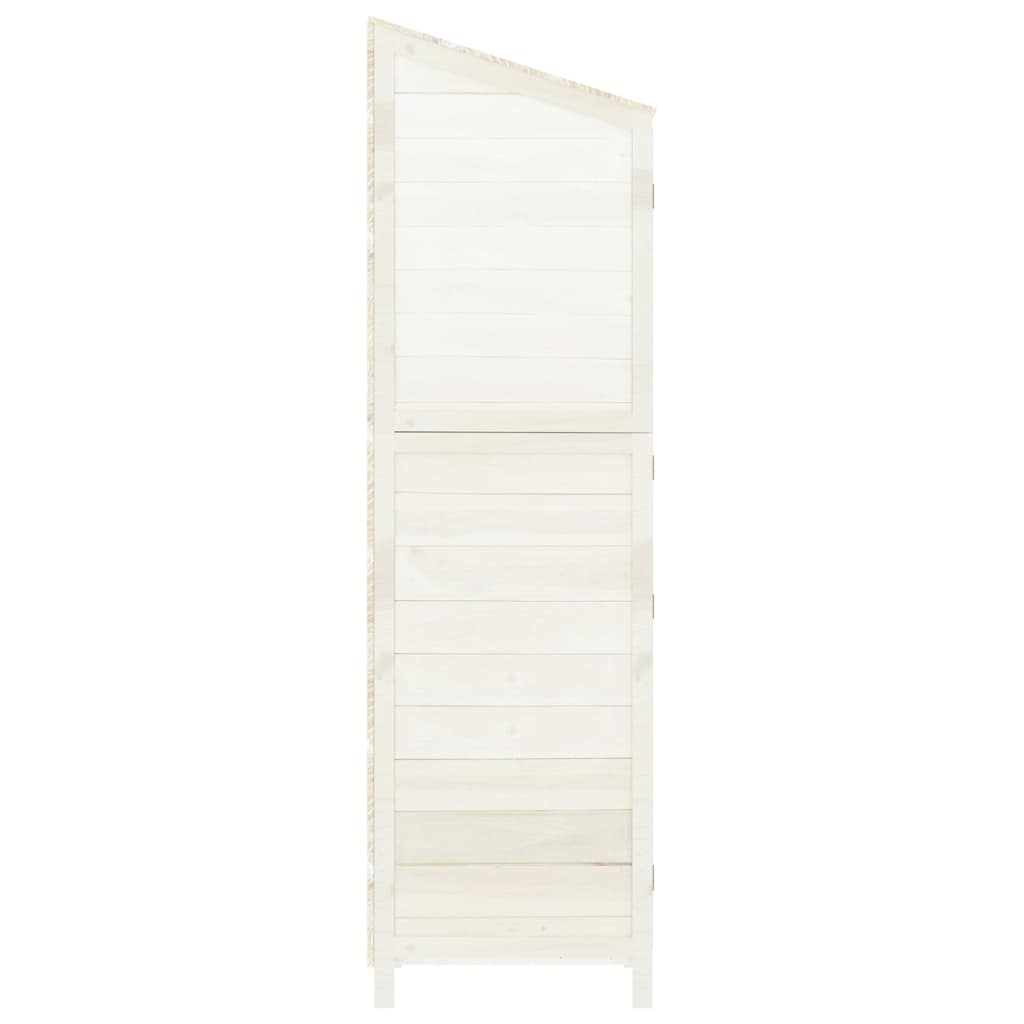 Geräteschuppen Weiß 55x52x174,5 cm Massivholz Tanne