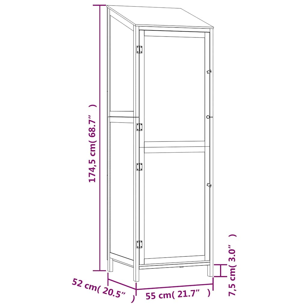 Geräteschuppen Weiß 55x52x174,5 cm Massivholz Tanne