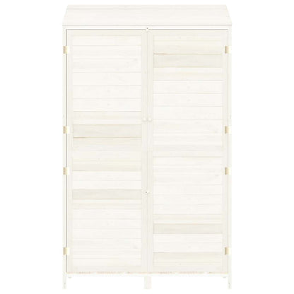 Geräteschuppen Weiß 102x52x174,5 cm Massivholz Tanne