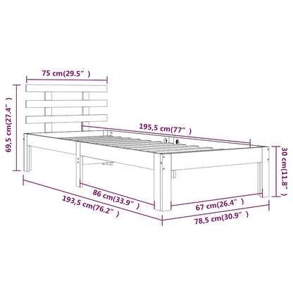 Massivholzbett 75x190 cm