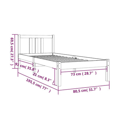 Massivholzbett ohne Matratze 75x190 cm