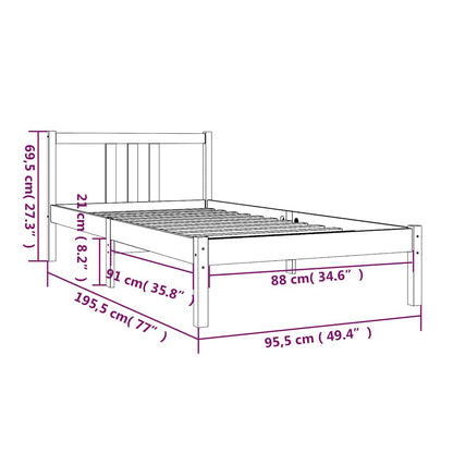 Massivholzbett 90x190 cm