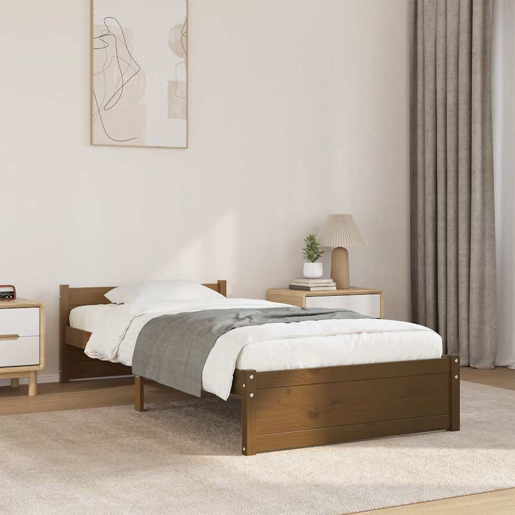 Massivholzbett ohne Matratze Honigbraun 75x190 cm