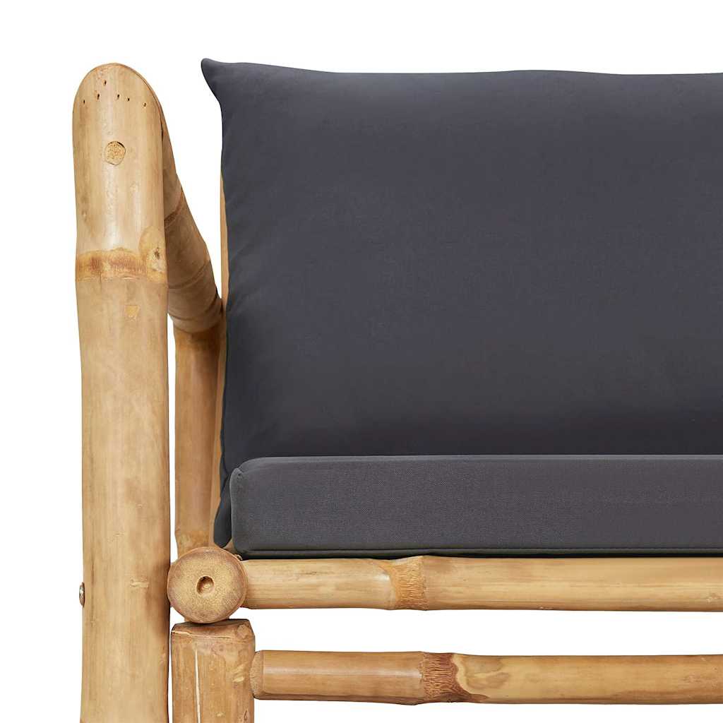 2-tlg. Garten-Lounge-Set mit Dunkelgrauen Kissen Bambus