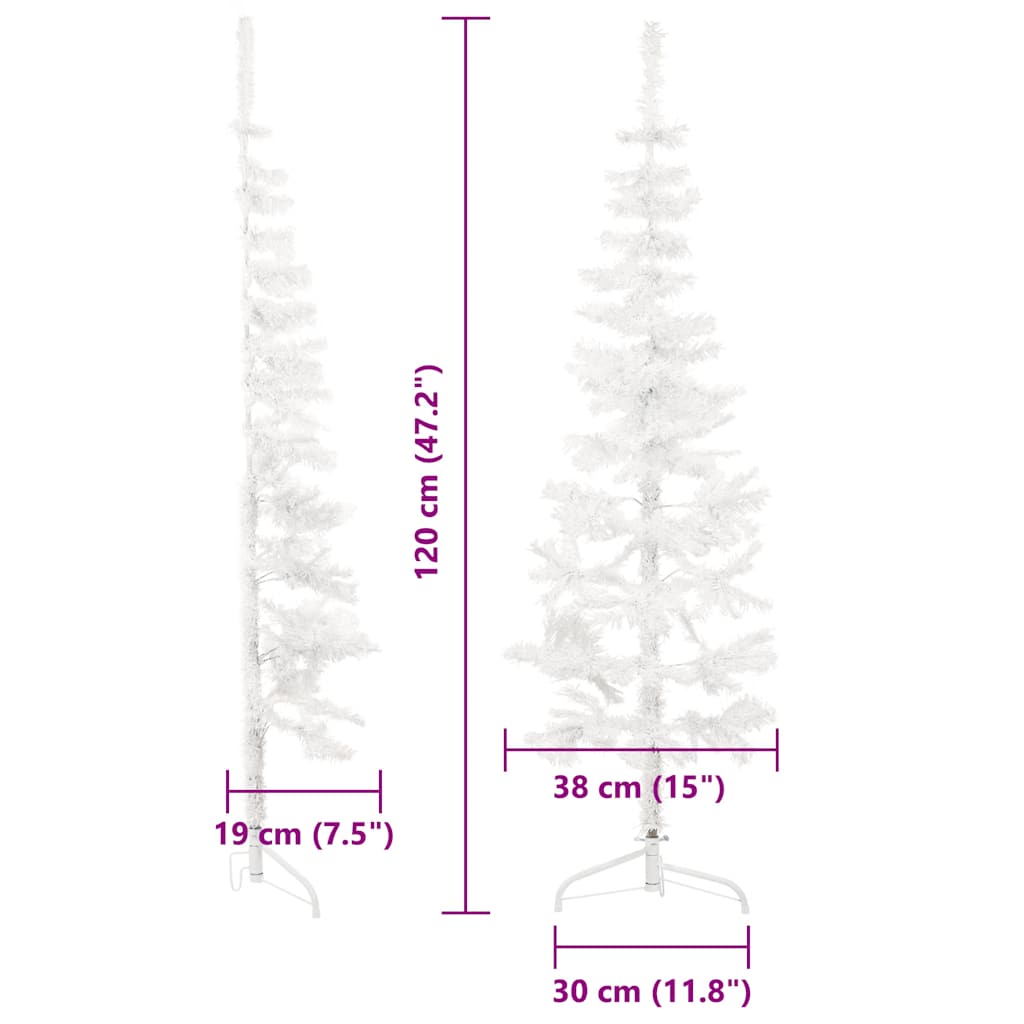 Künstlicher Halb-Weihnachtsbaum mit Ständer Schlank Weiß 120 cm