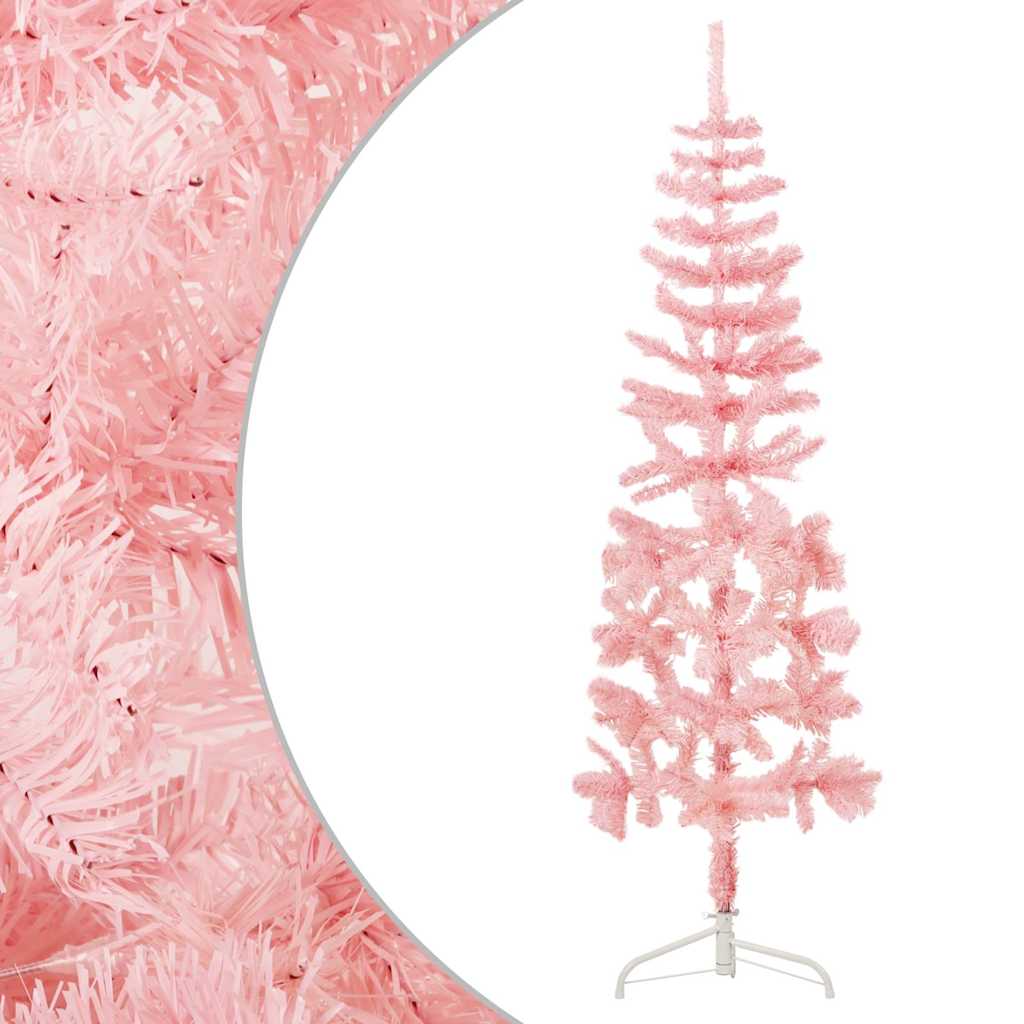 Künstlicher Halb-Weihnachtsbaum mit Ständer Schlank Rosa 120 cm