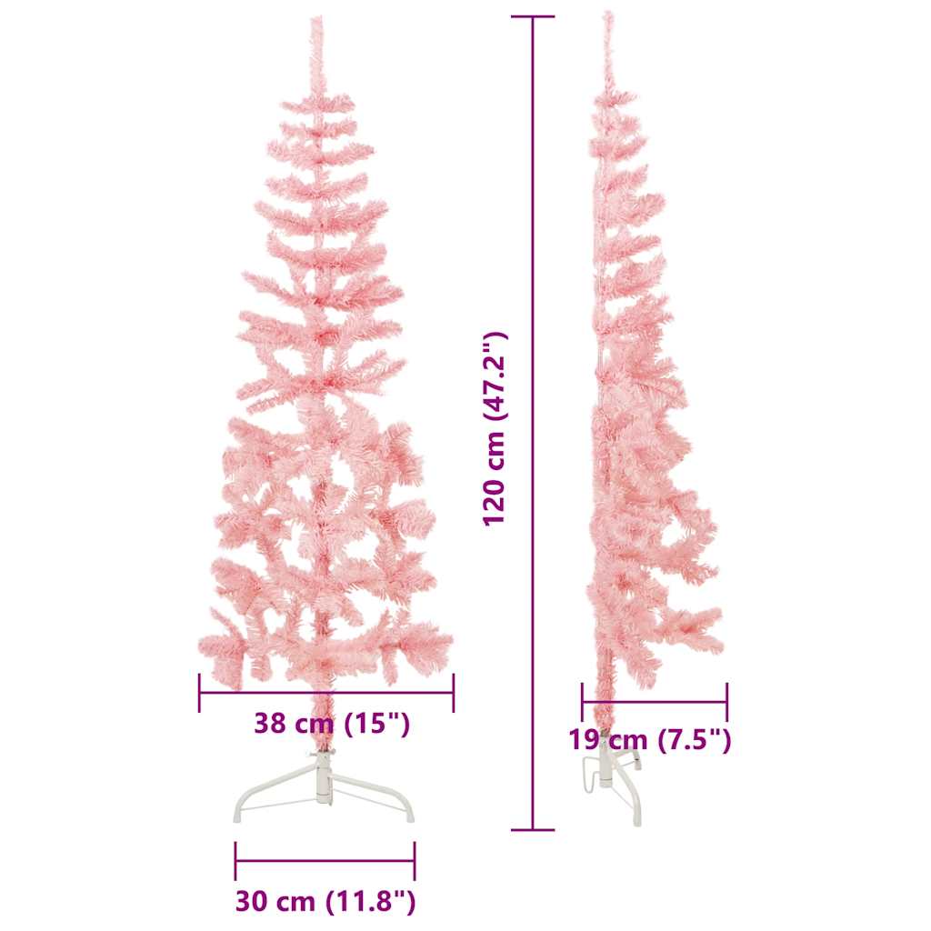 Künstlicher Halb-Weihnachtsbaum mit Ständer Schlank Rosa 120 cm