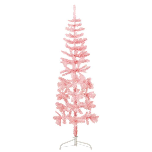 Künstlicher Halb-Weihnachtsbaum mit Ständer Schlank Rosa 150 cm