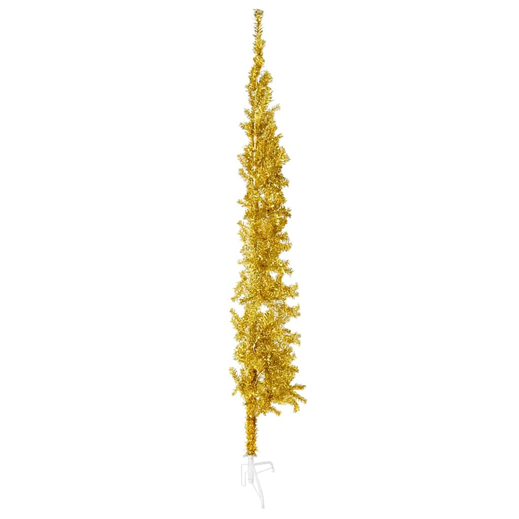 Künstlicher Halb-Weihnachtsbaum mit Ständer Schlank Gold 210 cm