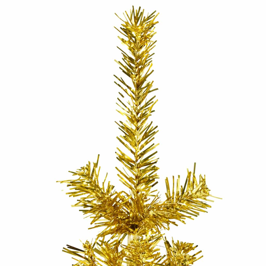 Künstlicher Halb-Weihnachtsbaum mit Ständer Schlank Gold 210 cm