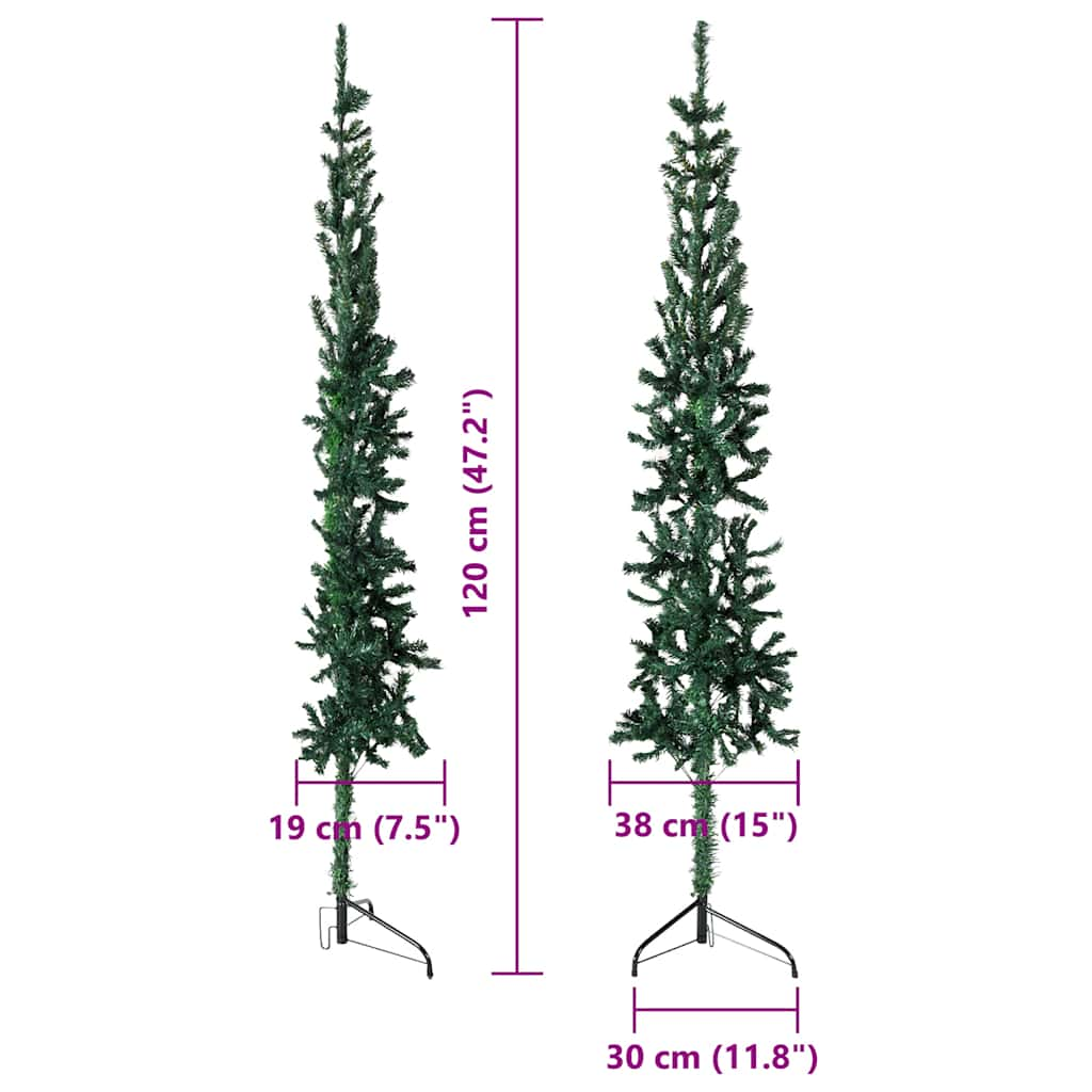 Künstlicher Halb-Weihnachtsbaum mit Ständer Schlank Grün 120 cm