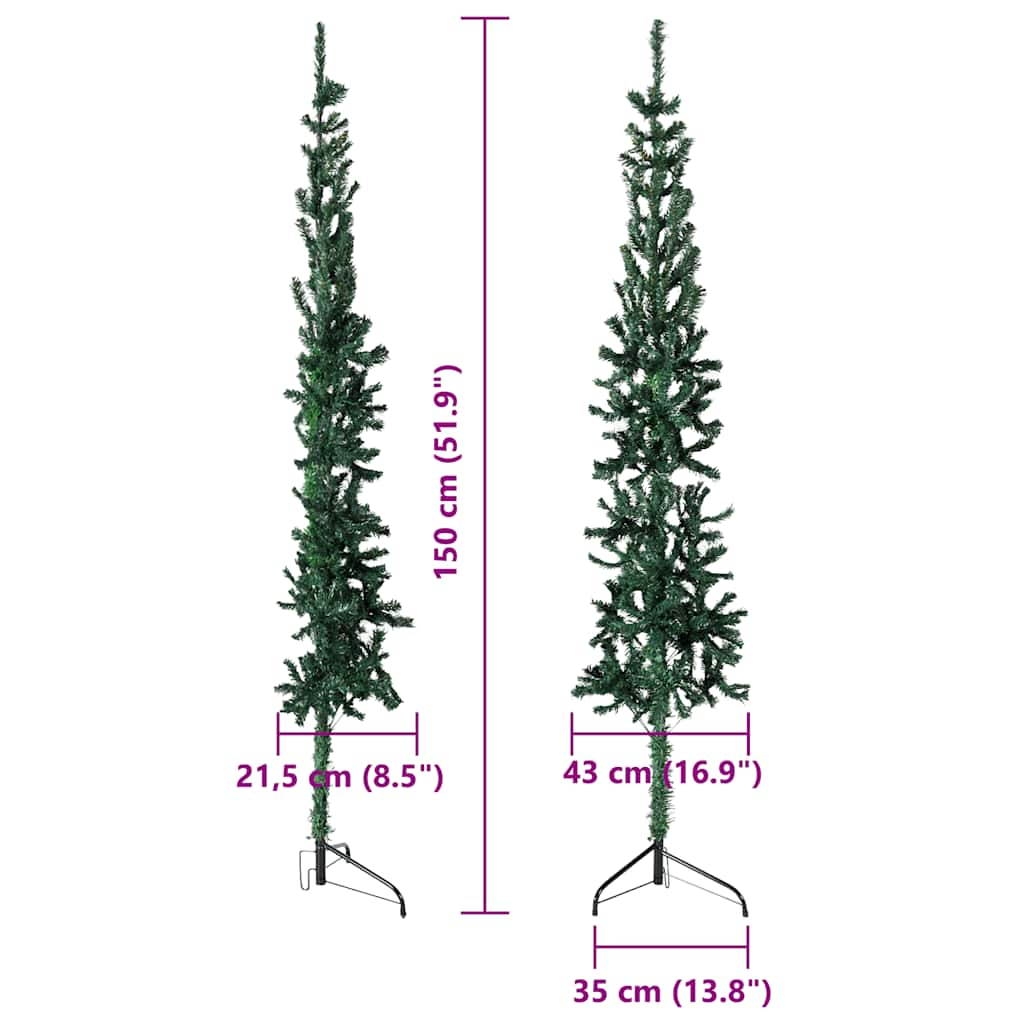 Künstlicher Halb-Weihnachtsbaum mit Ständer Schlank Grün 150 cm