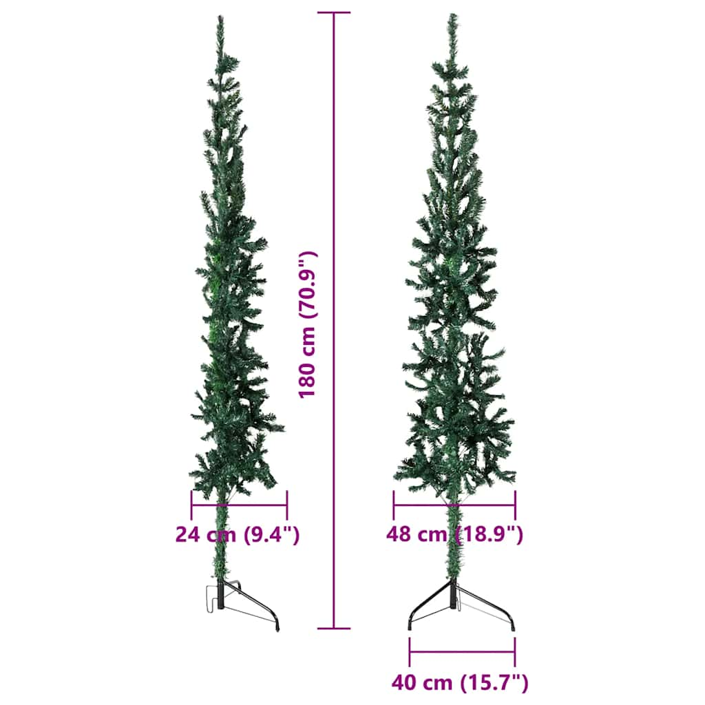 Künstlicher Halb-Weihnachtsbaum mit Ständer Schlank Grün 180 cm