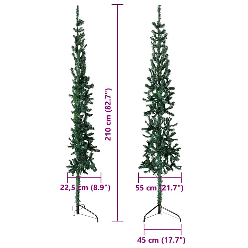 Künstlicher Halb-Weihnachtsbaum mit Ständer Schlank Grün 210 cm