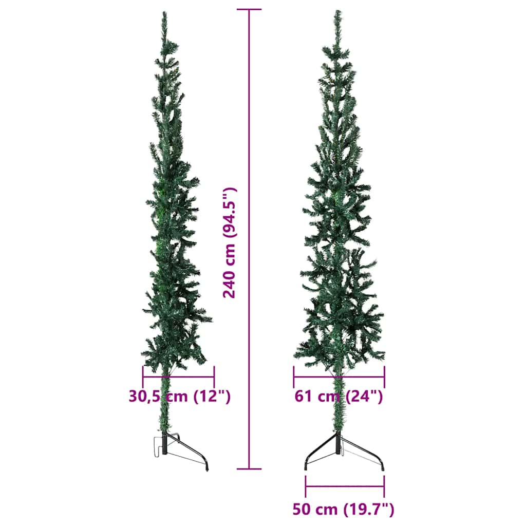 Künstlicher Halb-Weihnachtsbaum mit Ständer Schlank Grün 240 cm